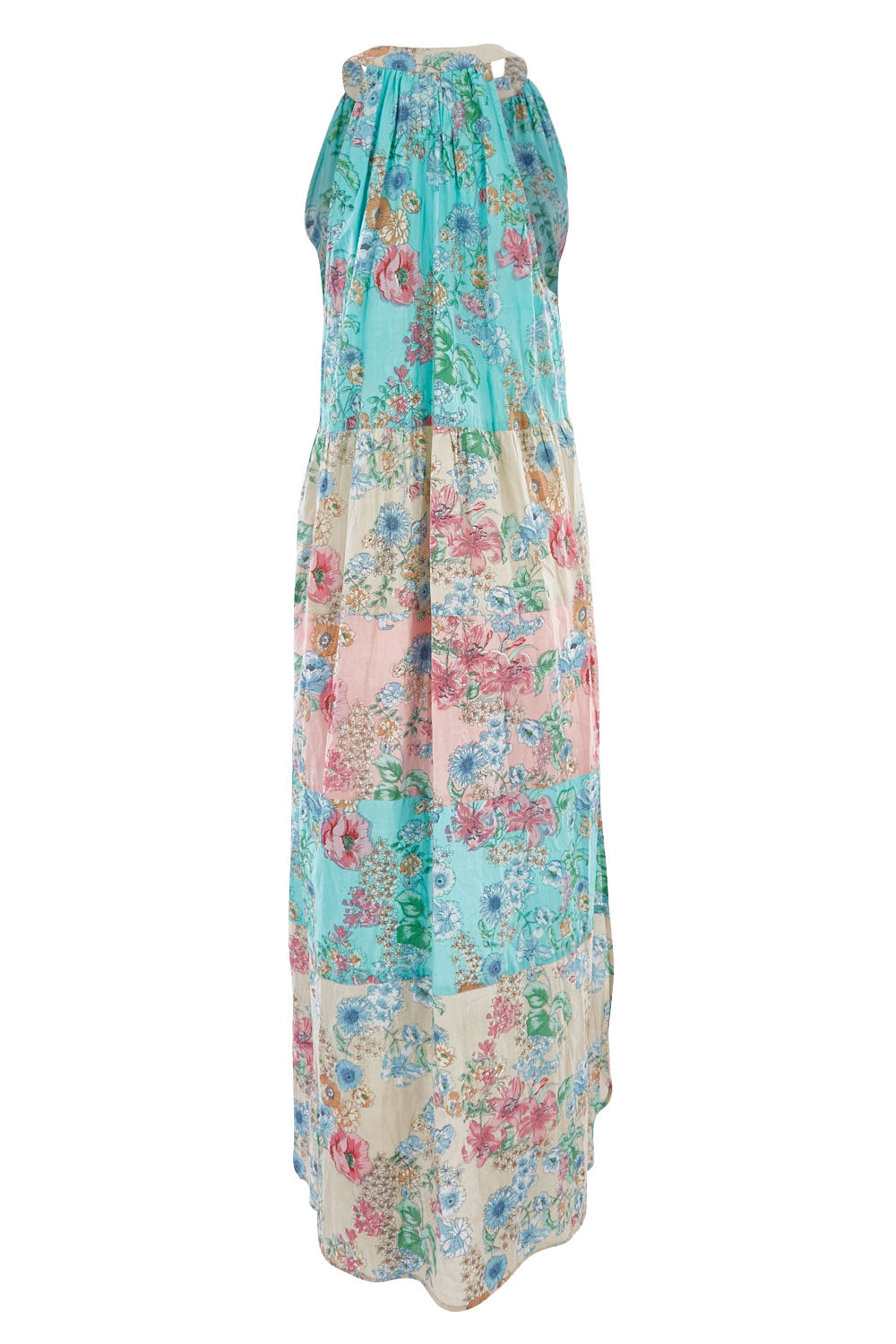 Product shot of the Sayan Maxi Dress in colour Multi (Blue), from the back