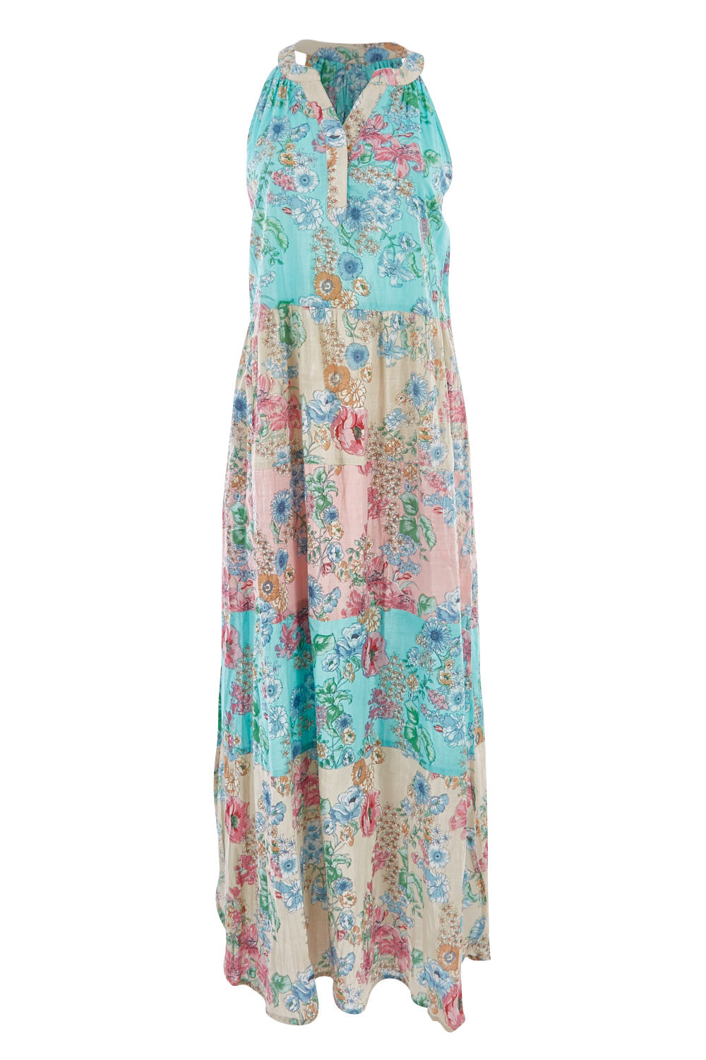 Product shot of the Sayan Maxi Dress in colour Multi (Blue), from the front