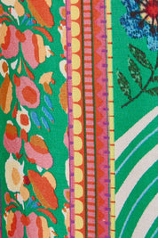 Product shot of the Brasilia Kaftan Top in colour Sea (Green), detail