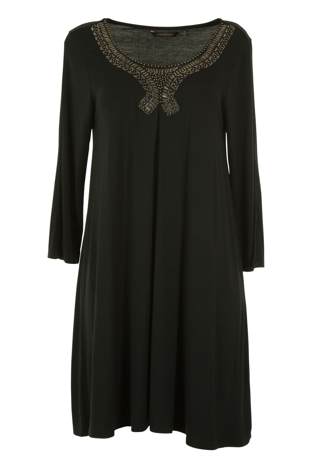 Preloved 3/4 Sleeve Beaded Trim Tunic - Black