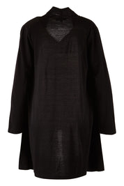 Product shot of the Merino Long Cardigan in colour Black (Black), from the back