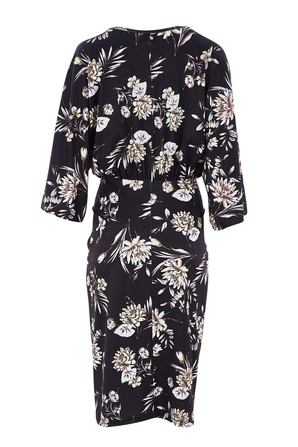 Product shot of the Georgia Dress in colour Dahlia (Black), from the back