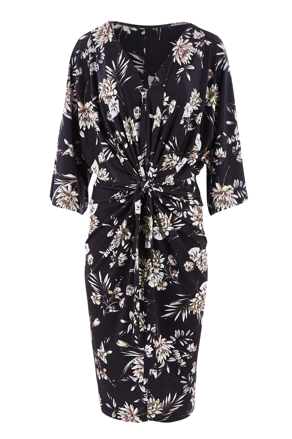 Product shot of the Georgia Dress in colour Dahlia (Black), from the front