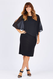 Model Laura wearing size 12 of the Cassi in colour Black (Black), from the front, showing the whole outfit
