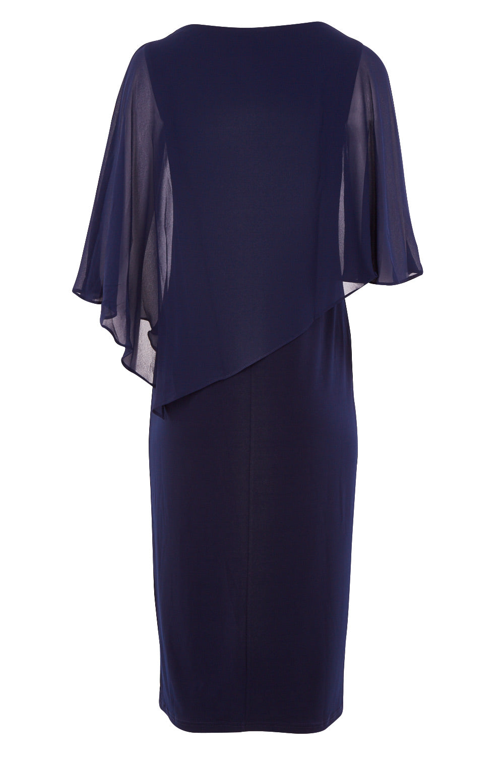 Product shot of the Cassandra Dress in colour Navy (Blue), from the back