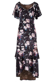 Product shot of the Rebecca Dress in colour WinterRose (Black), from the front