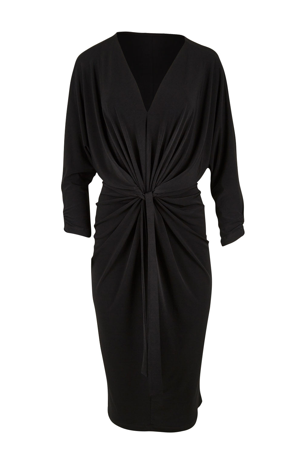 Product shot of the Nancy Dress in colour Black (Black), from the front