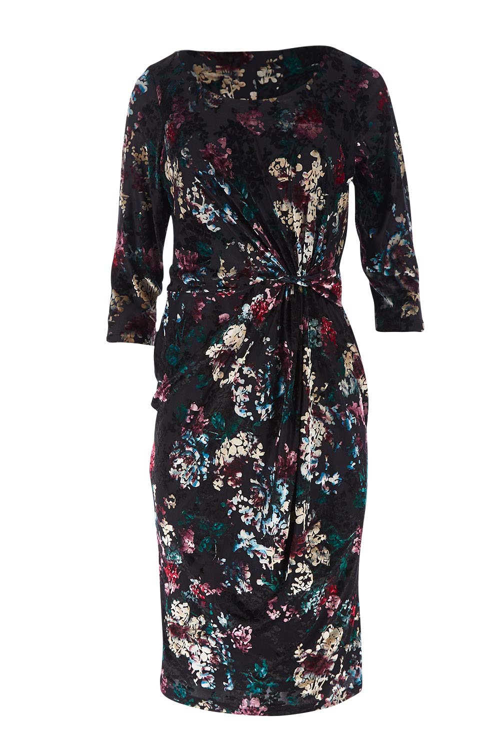 Product shot of the Janelle Dress in colour Moonstone (Black), from the front