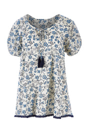 Product shot of the Sao Paulo Top in colour Forgetmeno (Blue), from the front
