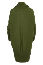 Product shot of the Natural Cocoon Cardigan in colour Vineyard (Green), from the back