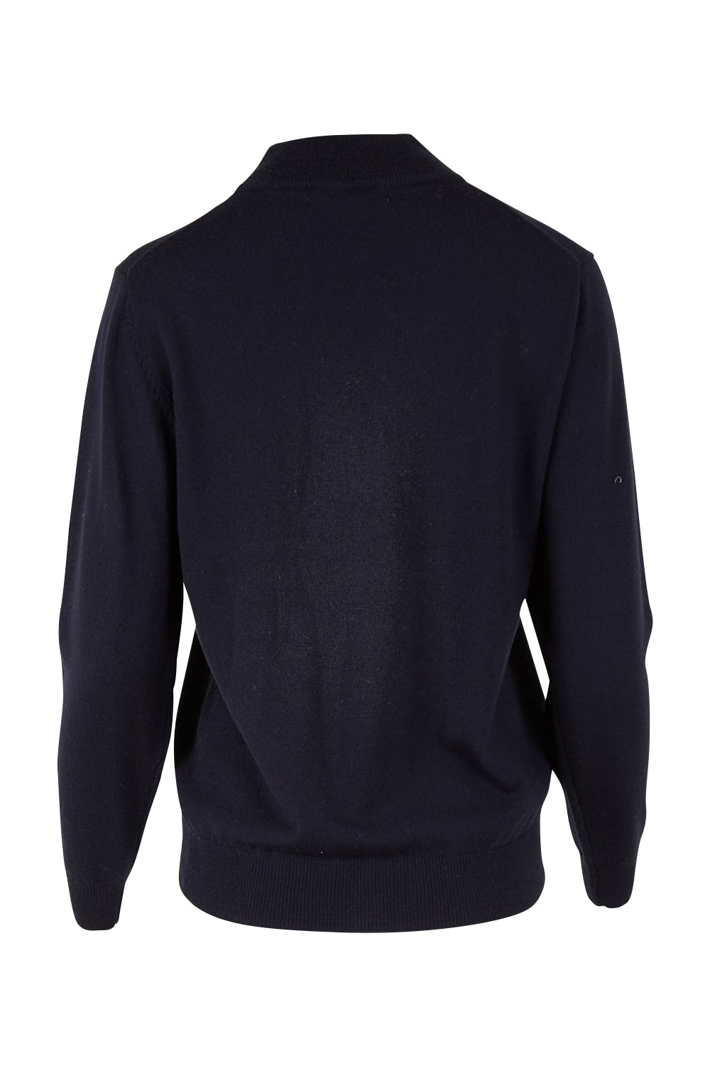 Product shot of the Merino Wool High Crew Pullover in colour Navy (Blue), from the back