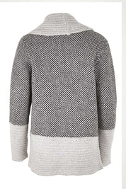 Product shot of the Wool Cocoon Cardigan in colour Grey (Grey), from the back