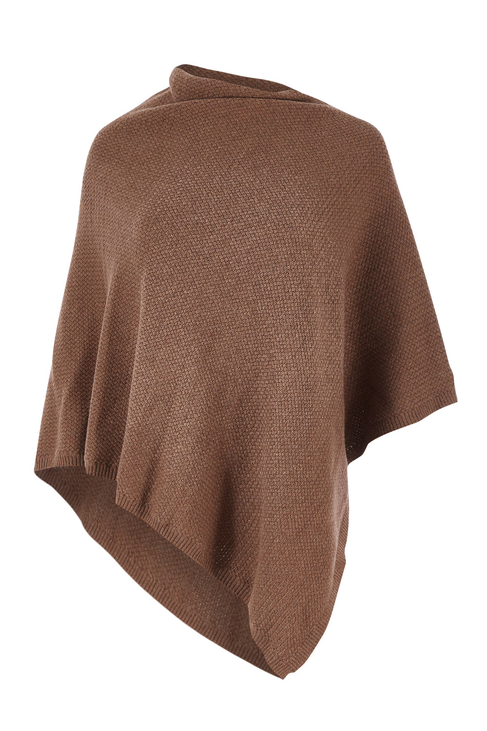 Product shot of the Cotton Cashmere Wool Poncho in colour Richearth, from the front