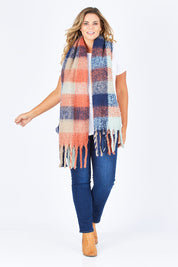 Model Fiona wearing the Sheri Slim in colour Cooper (Blue), from the front, showing the whole outfit