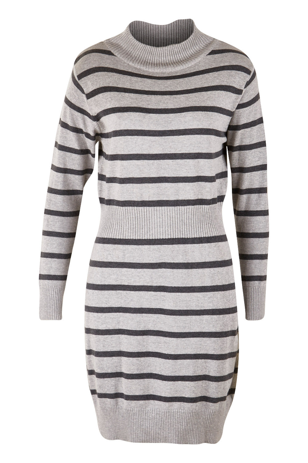 Product shot of the Vermeer Cotton Knit in colour GreyStripe (Grey), from the front
