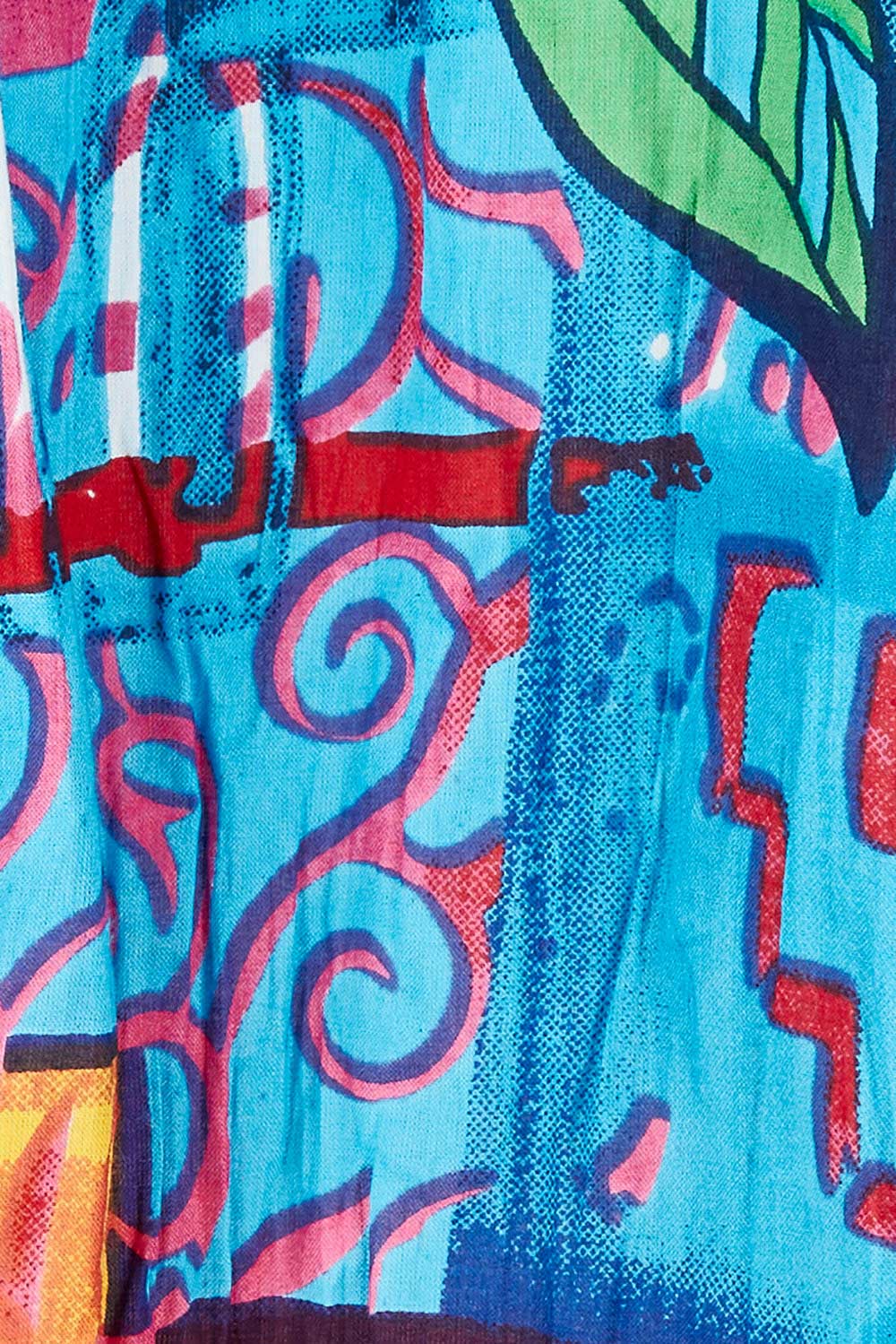 Product shot of the Organic Cotton 3/4 Sleeve Dress in colour Marared (Blue), detail