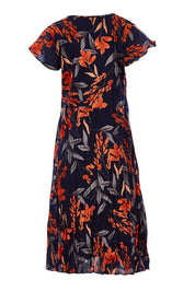 Product shot of the Layer Dress in colour Floral (Blue), from the back