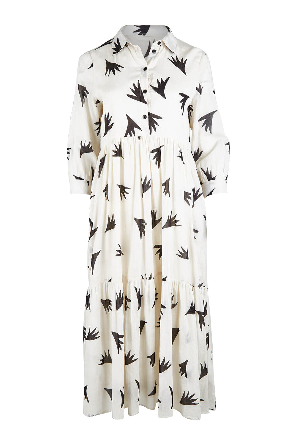 Product shot of the Button Shirt Dress in colour Elegance (White), from the front