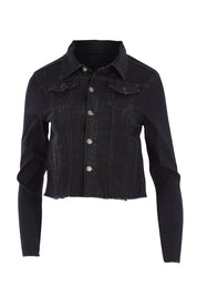 Product shot of the Denim Jacket in colour Black (Black), from the front