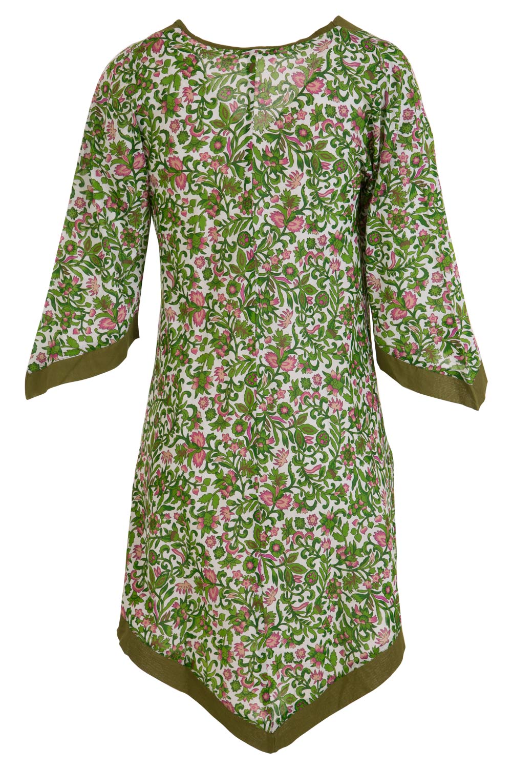 Product shot of the Libby Poncho in colour PinkFlower (Green), detail