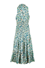 Product shot of the Polly Cotton Dress in colour Siena (Blue), from the back