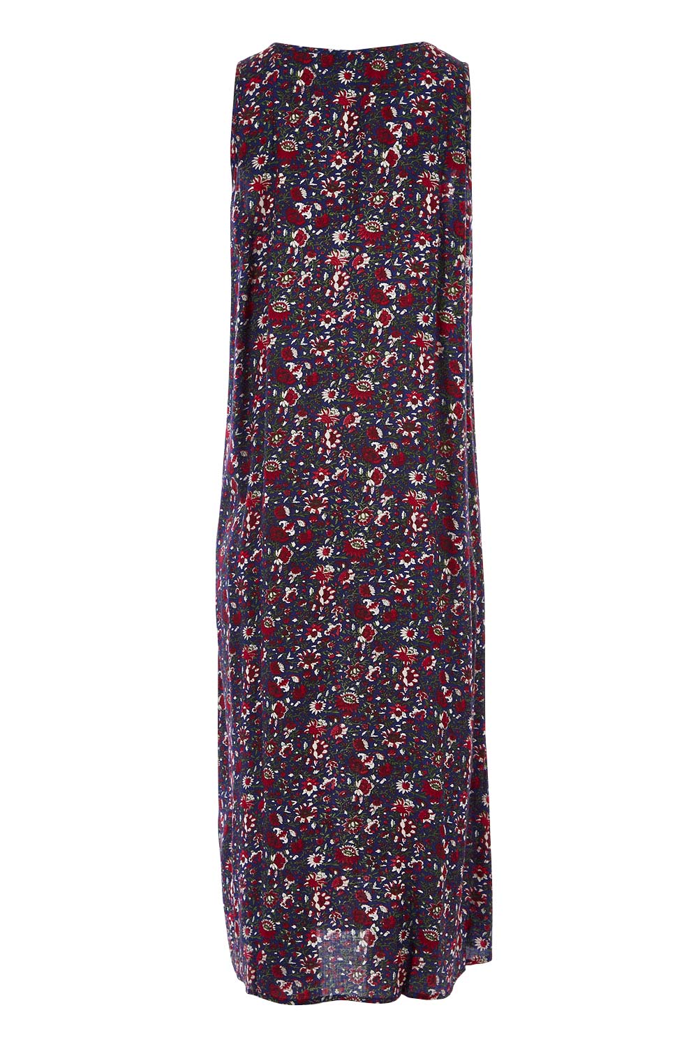 Product shot of the Goa Dress in colour NavyFlower (Blue), from the back