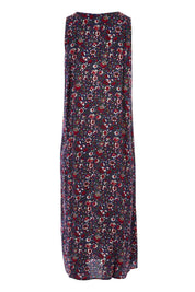 Product shot of the Goa Dress in colour NavyFlower (Blue), from the back