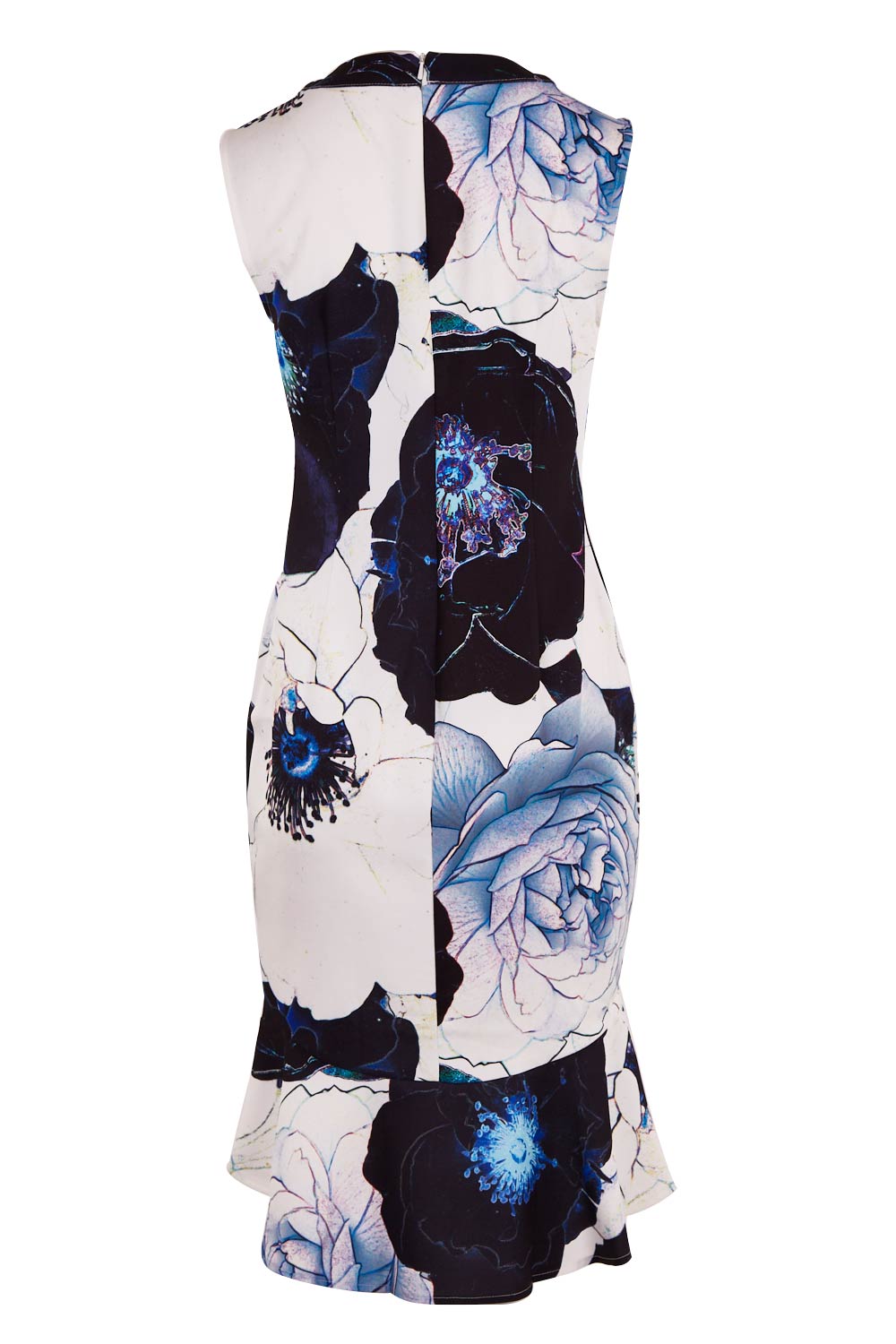 Product shot of the Pina Colada Print Dress in colour Print (Black), from the back