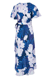 Product shot of the Adoria Dress in colour NavyWhite (Blue), from the back