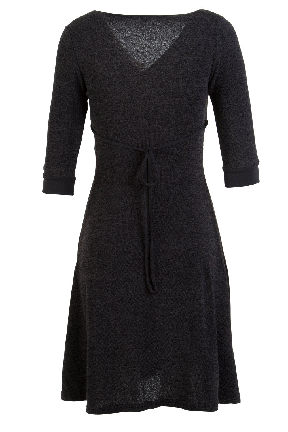 Product shot of the Maree Cross Bust Dress W Tie in colour DkCharcoal (Black), from the back