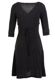 Product shot of the Maree Cross Bust Dress W Tie in colour DkCharcoal (Black), from the back