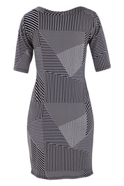Product shot of the Laney Shift Dress in colour Navy (Blue), from the back