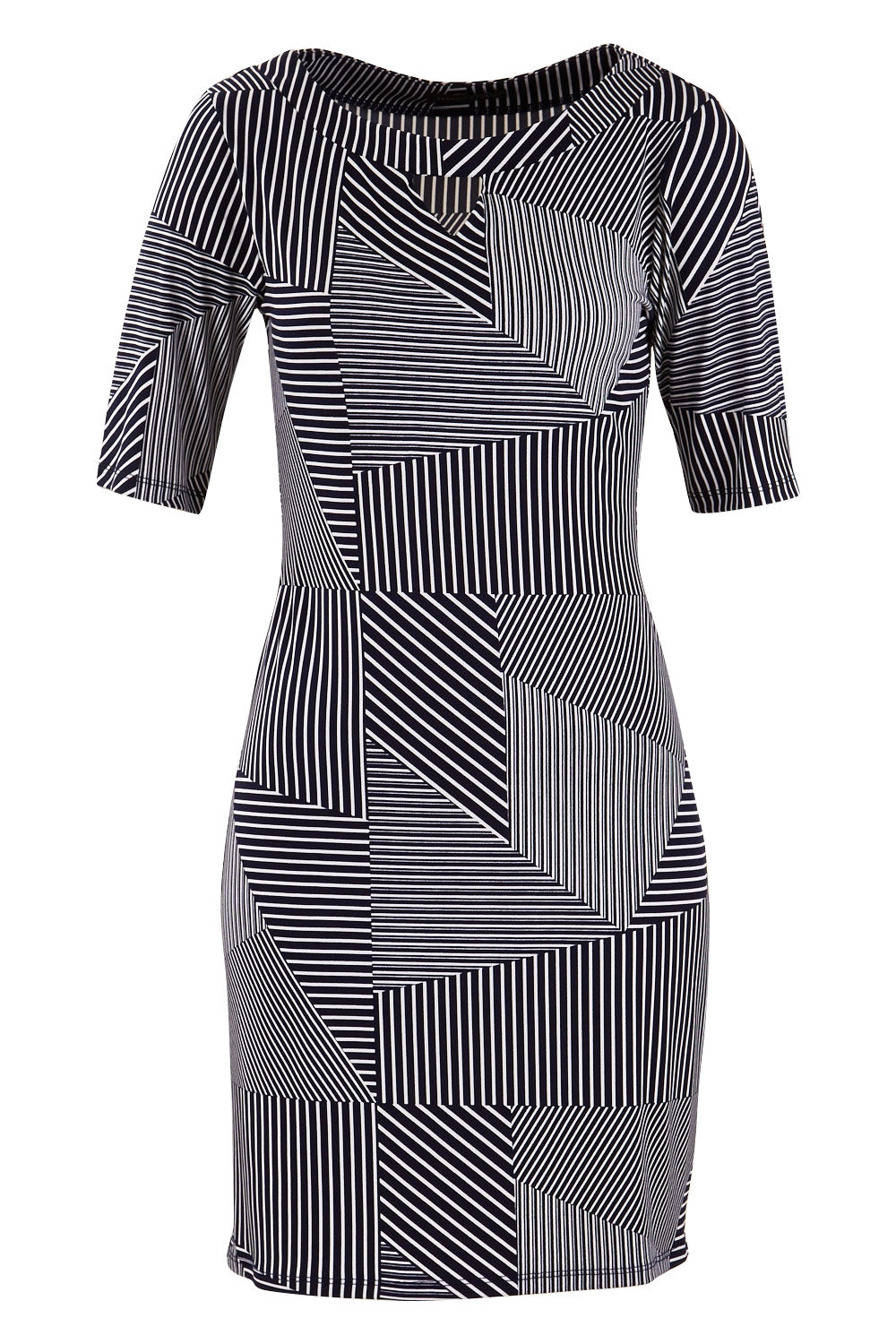 Product shot of the Laney Shift Dress in colour Navy (Blue), from the front