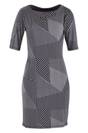 Product shot of the Laney Shift Dress in colour Navy (Blue), from the front