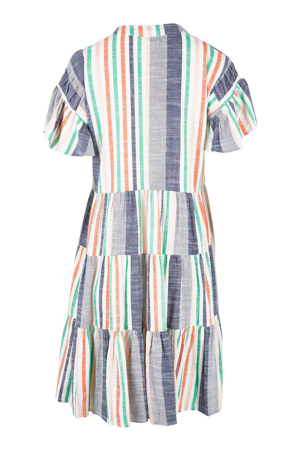 Product shot of the Sway Dress in colour Multi (Blue), from the back