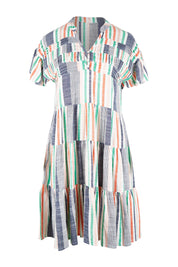 Product shot of the Sway Dress in colour Multi (Blue), from the front