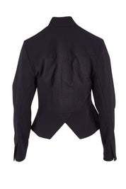 Product shot of the Front Zip Peplum Jacket in colour Black (Black), from the back