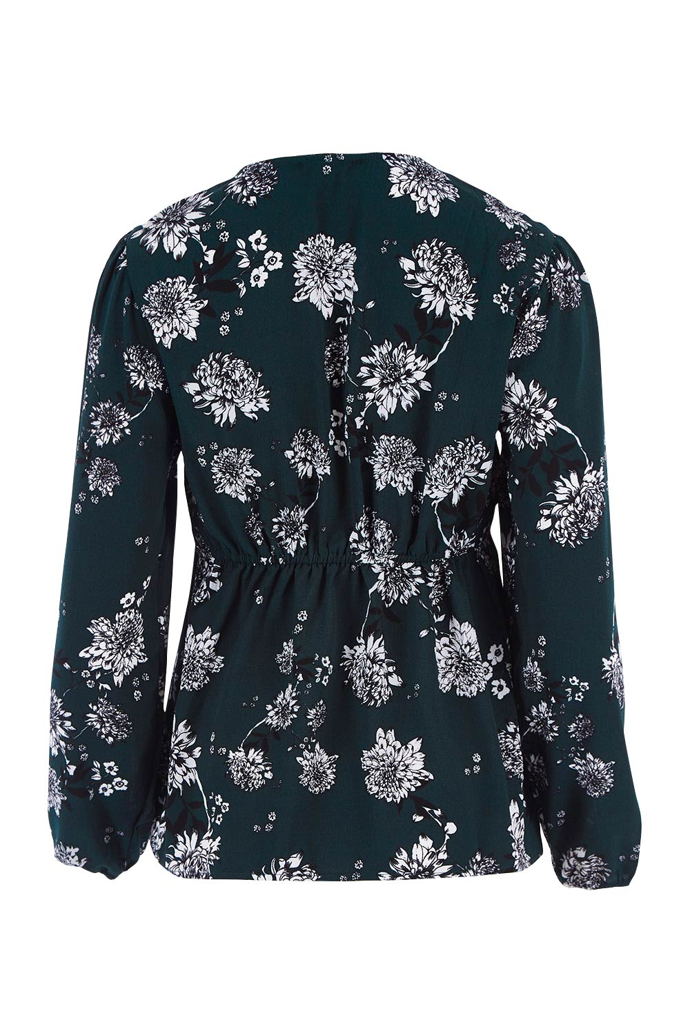 Product shot of the Magnolia Fields Keyhole Blouse in colour Magnolia (Green), from the back
