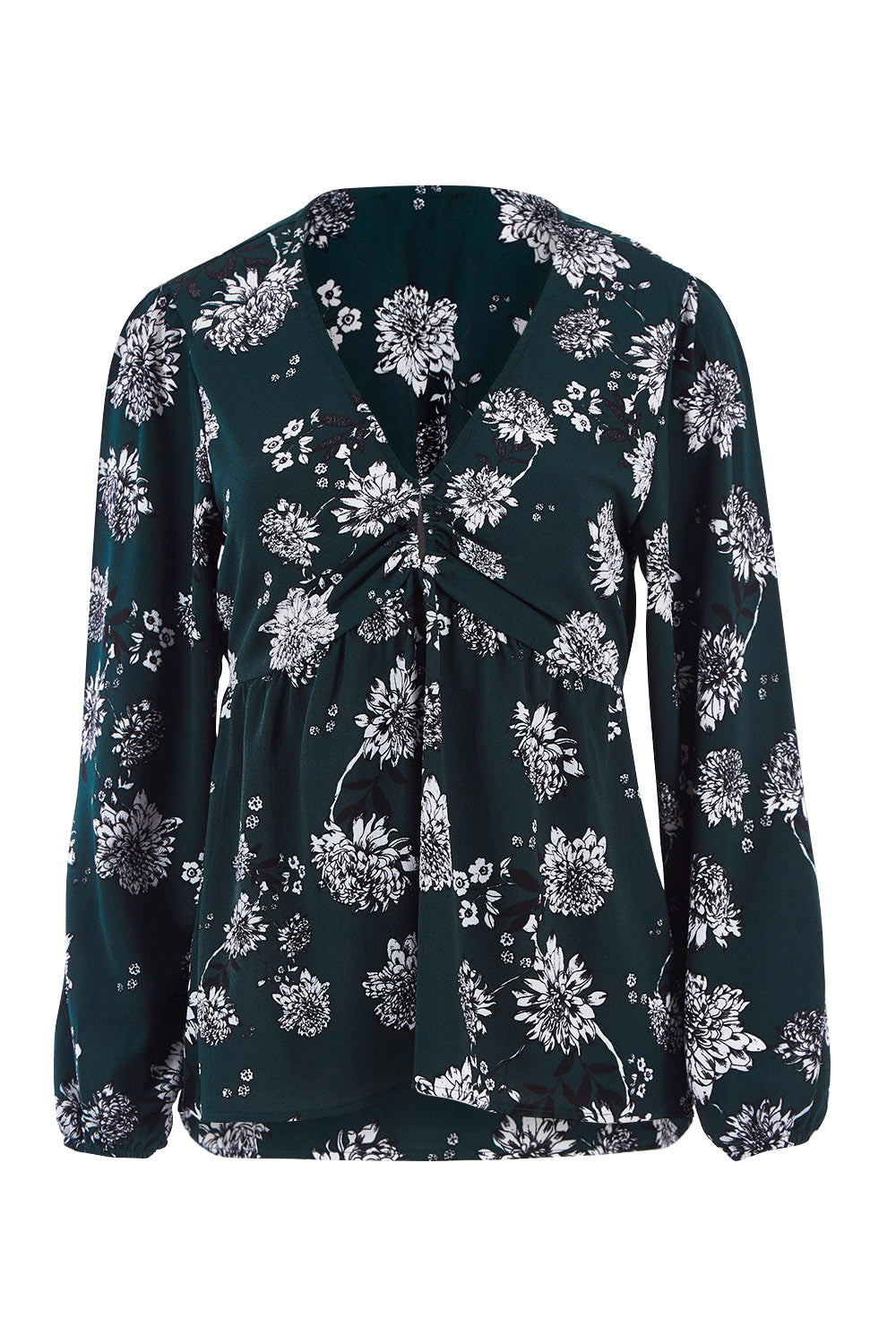 Product shot of the Magnolia Fields Keyhole Blouse in colour Magnolia (Green), from the front