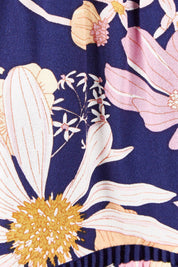 Product shot of the Montana Tiered Skirt in colour Navyfloral (Blue), detail