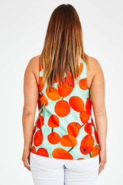 Model Laura wearing size 14 of the Undra Tank in colour Redberry (Red), from the back
