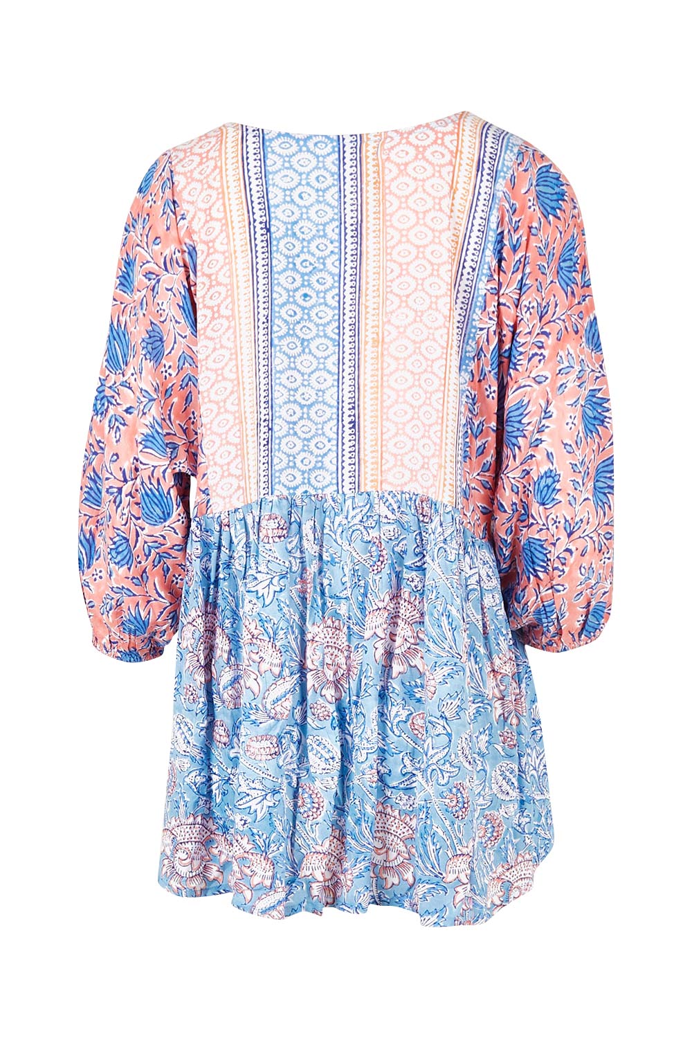 Product shot of the Rosebud Beach Blouse in colour Coralblue (Blue), from the back