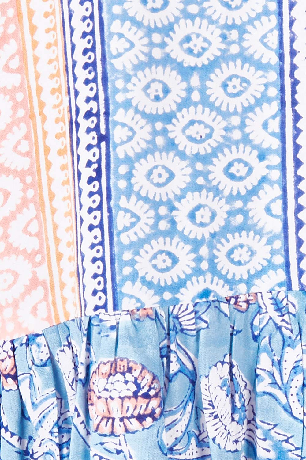 Product shot of the Rosebud Beach Blouse in colour Coralblue (Blue), detail