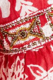 Product shot of the Maroubra Beach Cotton Blouse in colour Red (Red), detail