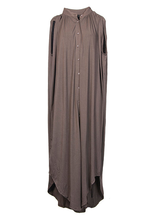 Preloved Shoreditch Maxi Drape Shirt Dress - Peat