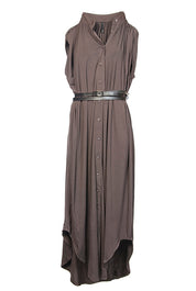 Preloved Shoreditch Maxi Drape Shirt Dress - Peat