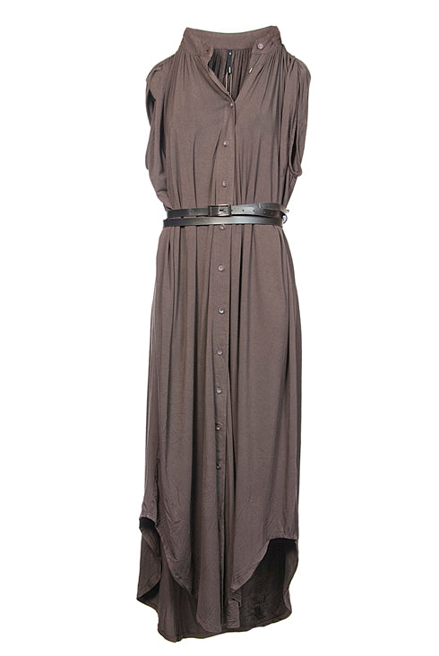 Preloved Shoreditch Maxi Drape Shirt Dress - Peat