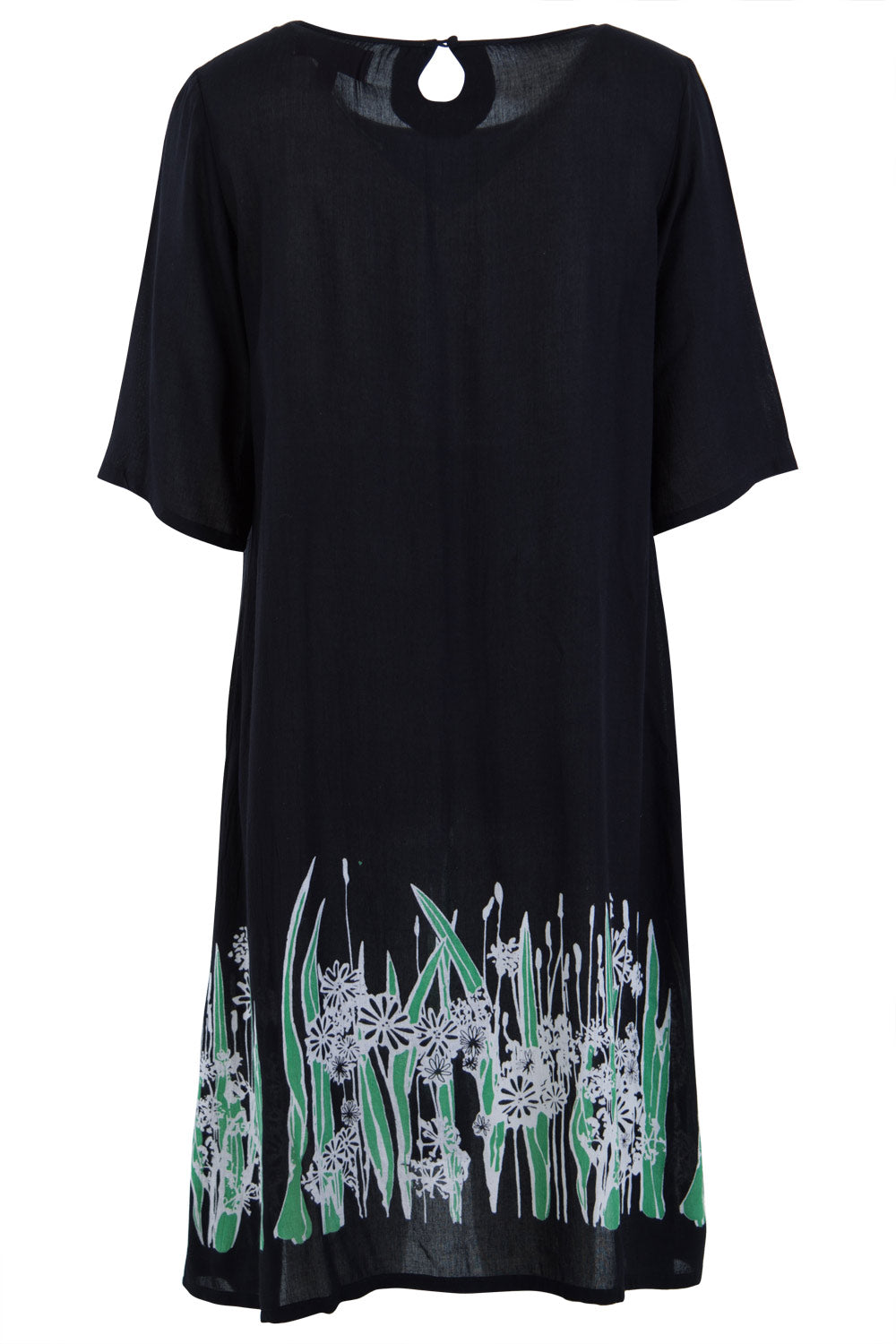 Product shot of the Robbie Shift Dress Summer Meadow in colour JetBlack (Black), from the back