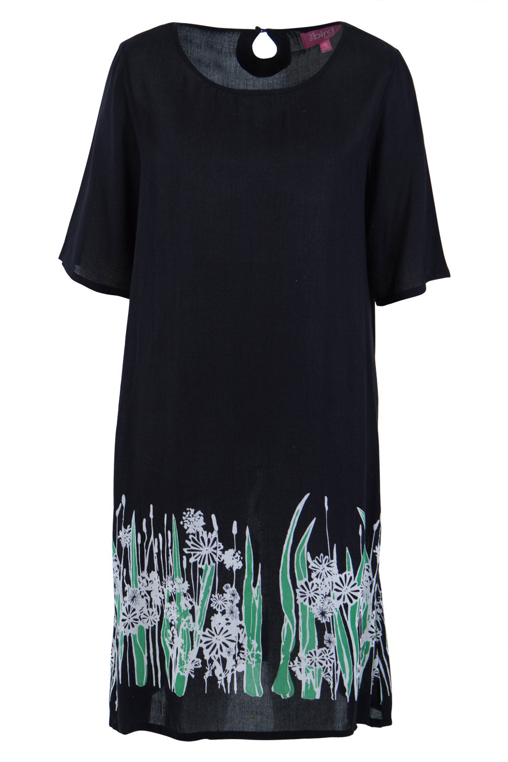 Product shot of the Robbie Shift Dress Summer Meadow in colour JetBlack (Black), from the front