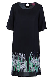 Product shot of the Robbie Shift Dress Summer Meadow in colour JetBlack (Black), from the front